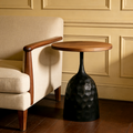 Wooden Vintage Sofa Side Table French Retro Round Coffee Table Bedroom Desk