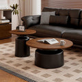 French Retro Wooden Coffee Table Vintage Round Set Small Living Room