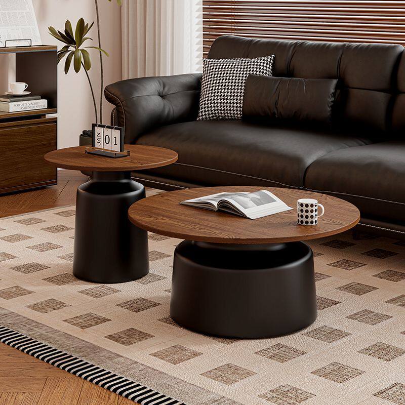 French Retro Wooden Coffee Table Vintage Round Set Small Living Room