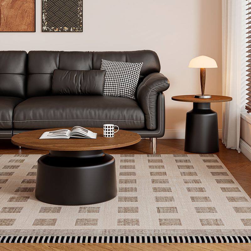 French Retro Wooden Coffee Table Vintage Round Set Small Living Room