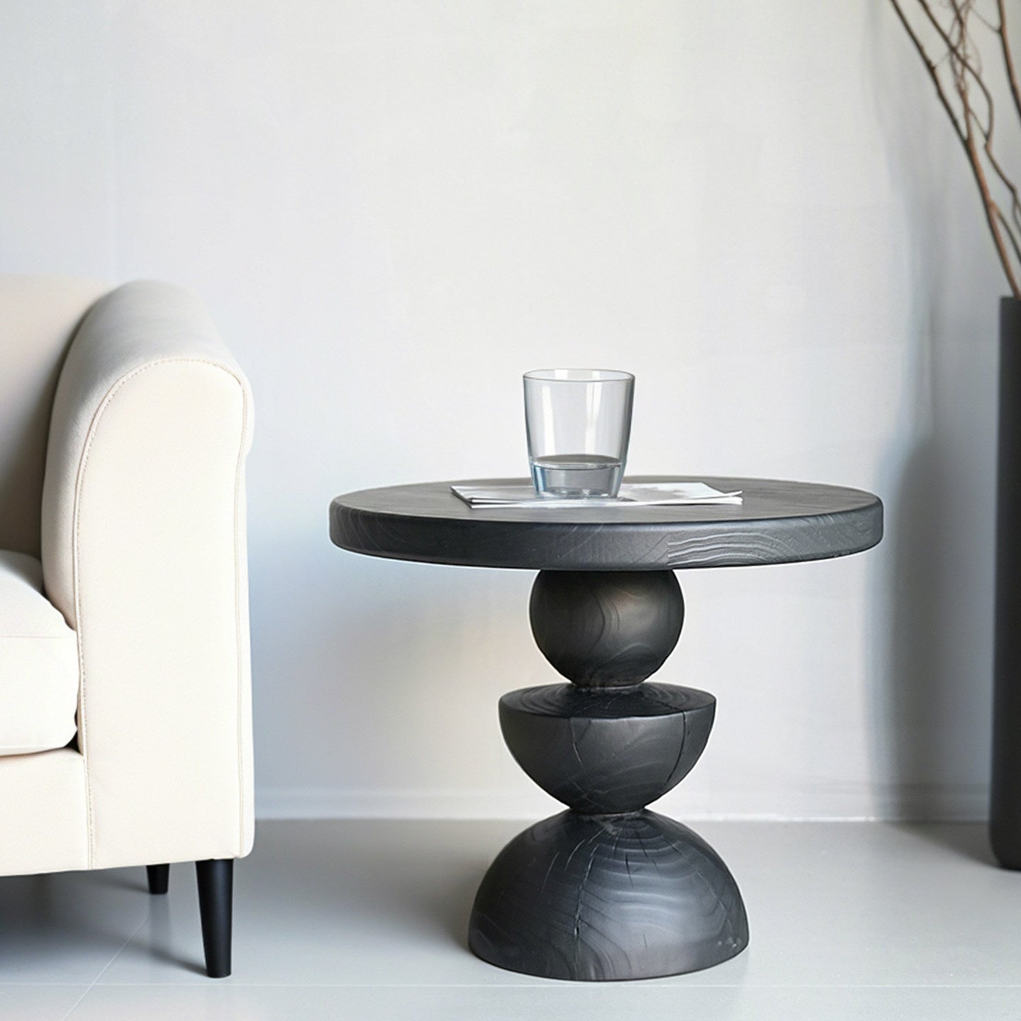 Vintage Black Wood Coffee Table Living Room Sofa Table Balcony Lounge
