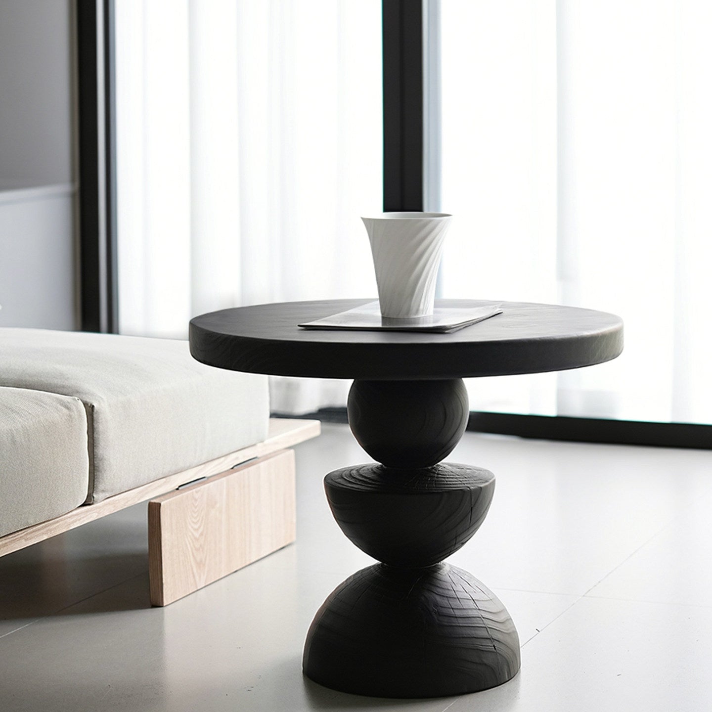 Vintage Black Wood Coffee Table Living Room Sofa Table Balcony Lounge