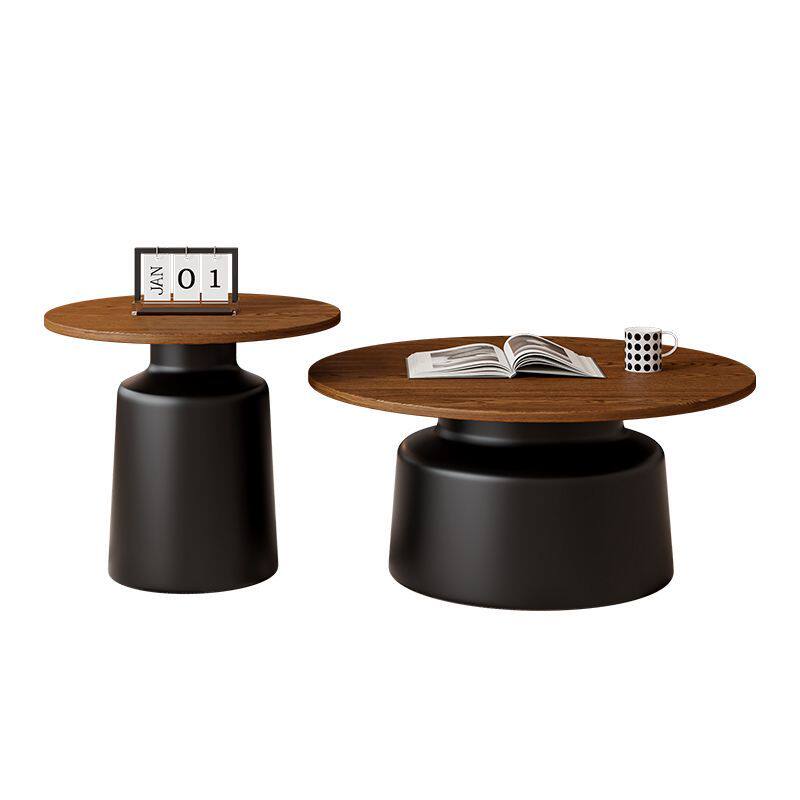 French Retro Wooden Coffee Table Vintage Round Set Small Living Room