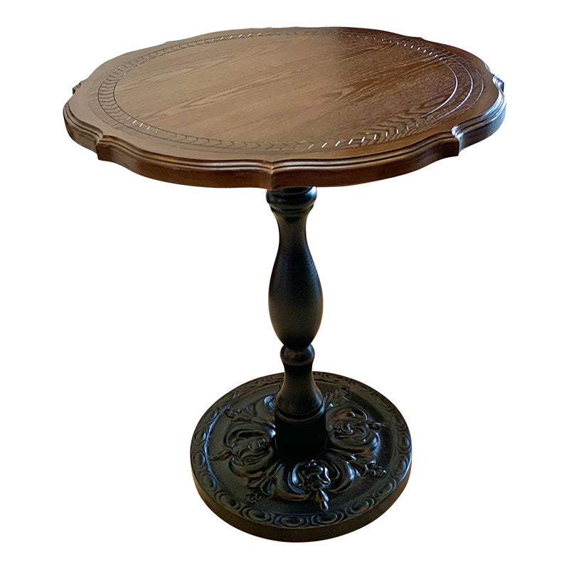 American Vintage Wood Sofa Side Table French Lounge Round Coffee Tea Table